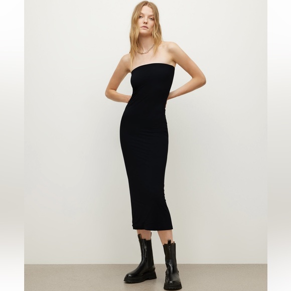 All Saints Charlie Black Midi Dress - Picture 2 of 11